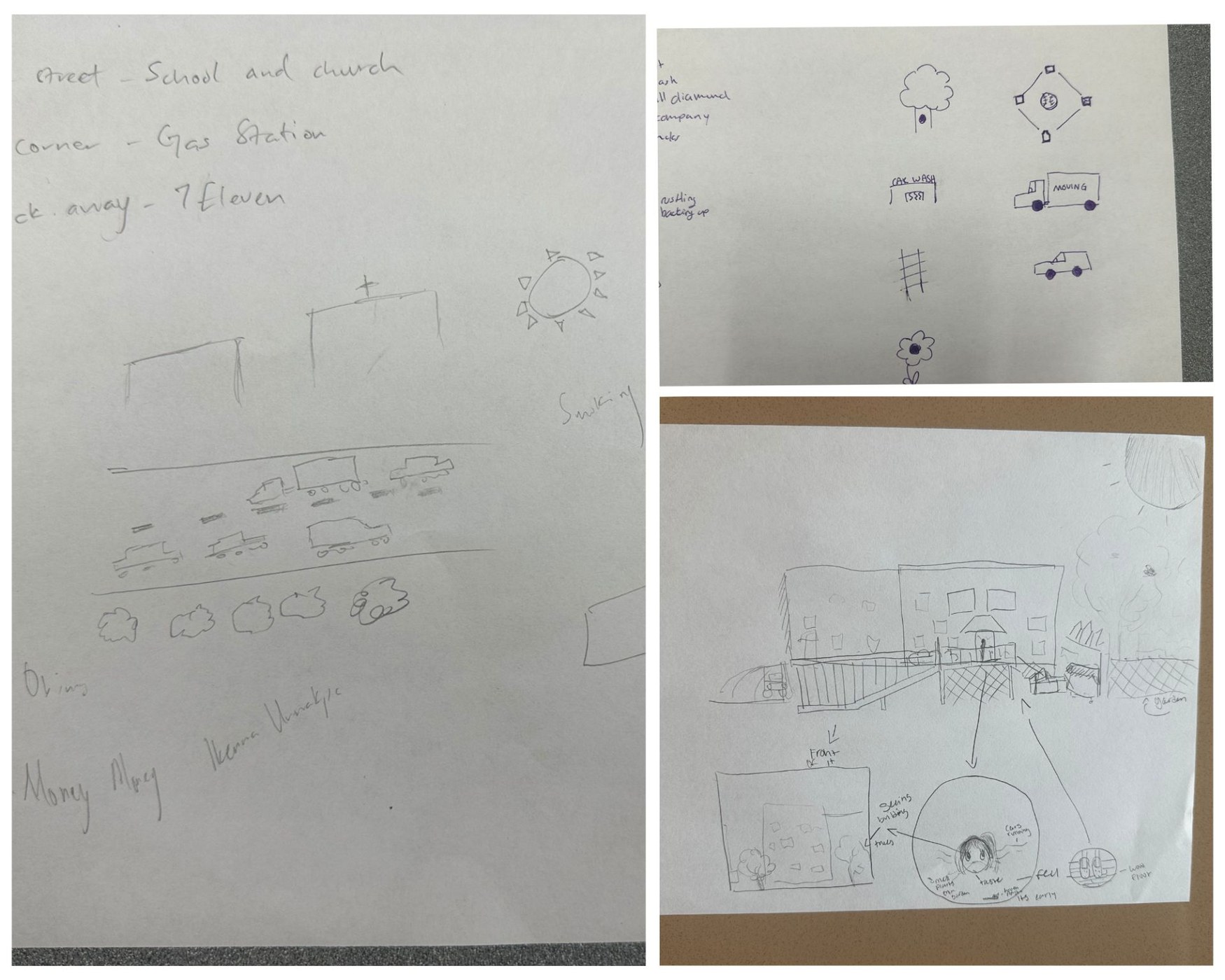 Student sketches from a planning activity